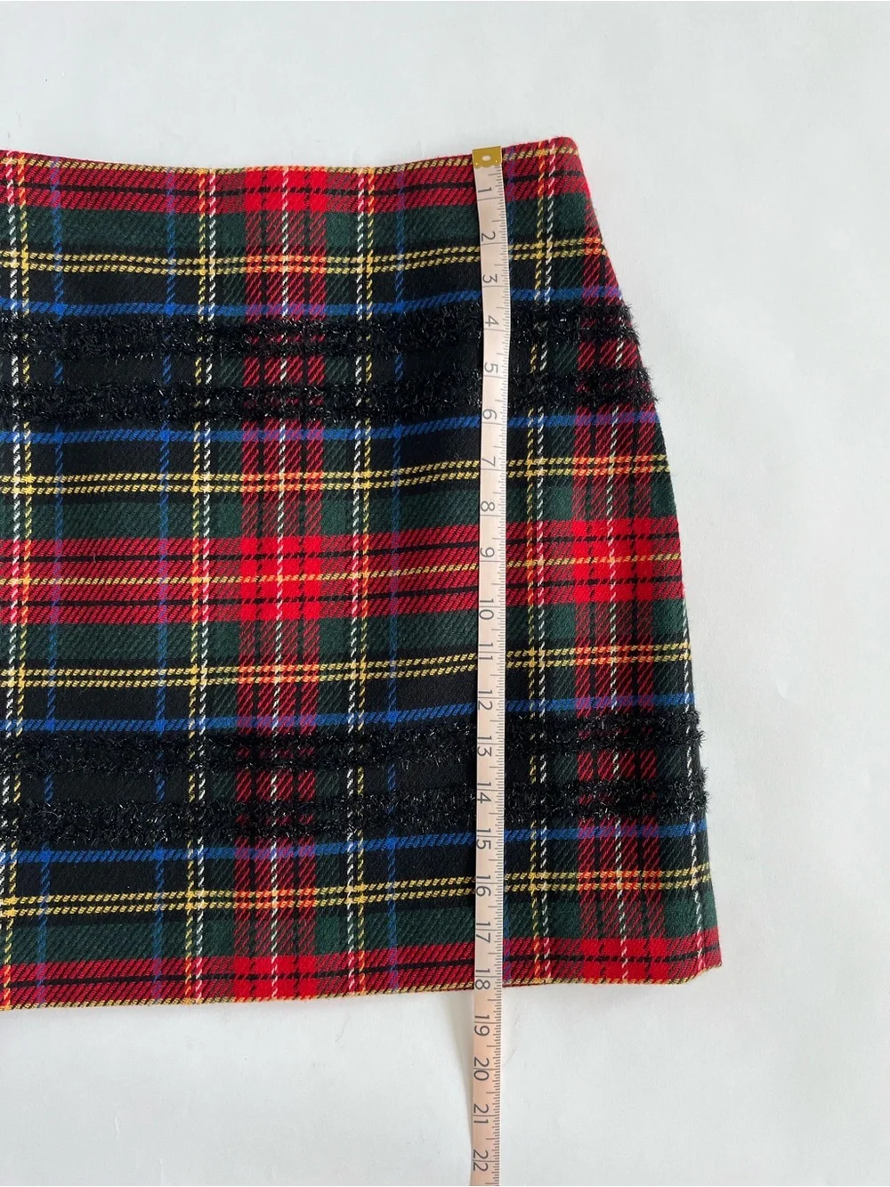 J. Crew Red Tartan Plaid Mini Skirt with Navy & Green